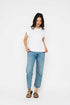 Daisy-Textured Rib Roll Cuff Tee